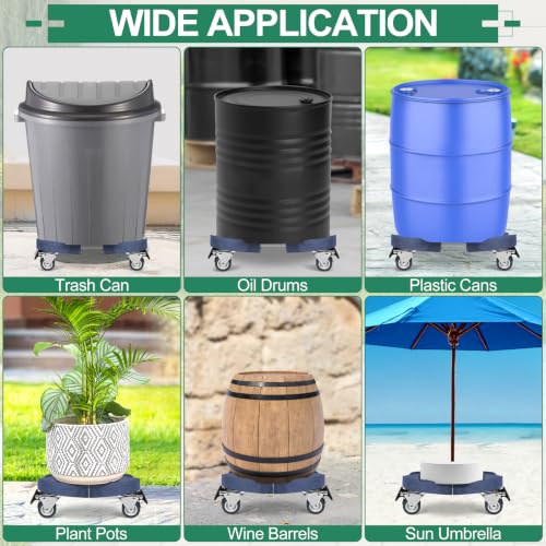 ToLanbbt Trash Can Dollies with Wheels, 15-19 in Adjustable Round Furniture Dollies Heavy Duty 440 LBS Drum Rolling Base Keg Carts for 20, 32, 44, 55 Gallon Garbage Cans, Blue, 2 PCS - color: Blue, size: 2 IN - 2 Pack
