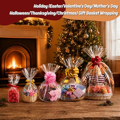Wowfit 30x40 Extra Large Cellophane Bags for Gift Baskets, 10 Bags - size: 30x40 Inch (Pack of 10)
