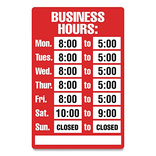 Cosco Sign Kit, Business Hours, 8 x 12 Inches (098071)