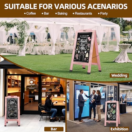 Magnetic Portable A-Frame Chalkboard Signs, 40" × 20", Pink - color: A-portable-pink