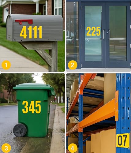 4 Inch Self Adhesive Number Decals 0-9, 6 Sheets Waterproof Vinyl Stickers for Outdoor Use, House Address Plate, Bin Marking, DIY Labeling, Durable and Weatherproof(green) - color: Green