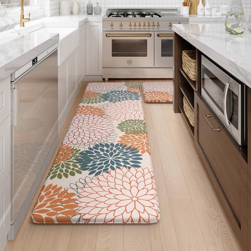 KIMODE Kitchen Rugs and Mats Cushioned Anti Fatigue 2PCS Standing Mat - color: Colorful, size: 17.3" x 59 "+ 17.3" x 29 "--0.47 inches