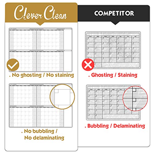 Large Dry Erase Wall Calendar - 36" x 52" Undated 4-Month Calendar for Home, Office, School - Reusable Jumbo Laminated Task Organizer