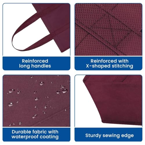 Reusable Grocery Shopping Bags 10 Pack Large Foldable Tote Bags Bulk - color: Black Dark Grey Purple Green Dark Purple