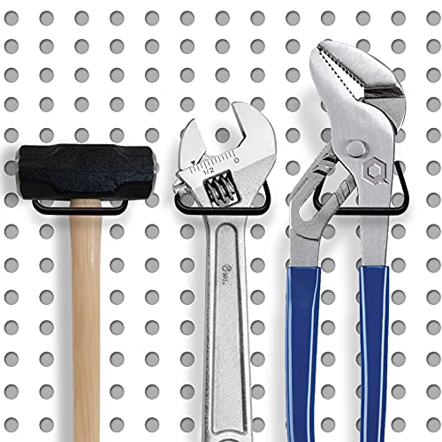 16Pcs Pegboard Plier Holders, Stainless Steel Double Loop Pegboard Hooks, Black Shelving Display Hooks for Shop Store Supermarket Hanging Tools