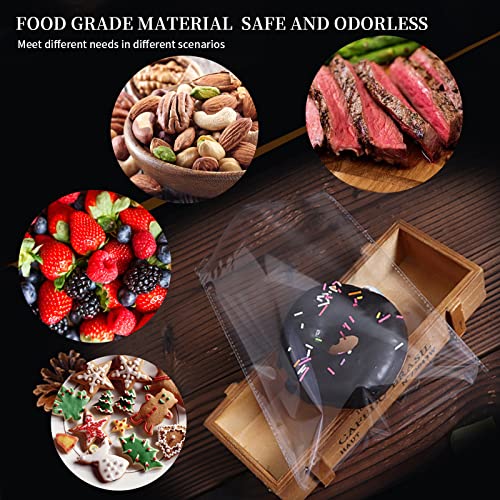 Giftvest 8"x 11" - 50PCS Flat Bottom Clear Cellophane Treat Bags with Golden Satin Ribbon | Goodie Bags for Gift Wrapping, Desserts, Candies, Cookies, Party Favors & Food Storage - size: 8x11 inches (Pack of 50)