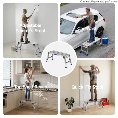 Loyoda Folding Work Platform for Adults, Portable Aluminum Step Stool 800lb - size: Large