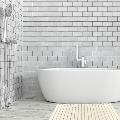 BEMISO Shower Mat Non Slip Bathtub Mat 27.5 x 15.7 Inch Bath Mat for Tub - color: Beige, size: 27.5 x 15.7 inches