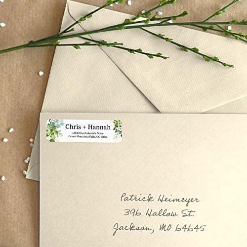 Greenery Frames Rolled Address Labels/Roll of 250 Personalized Address Labels/Designer Return Address Stickers in Elegant Plastic Dispenser - size: 250 Labels, style: Greenery Frames