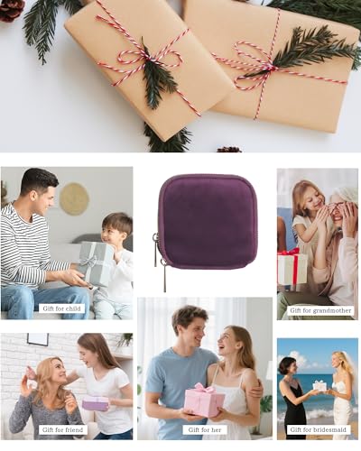 Stratalife Small Travel Jewelry Case, Velvet Storgae Pouch - color: Purple-02