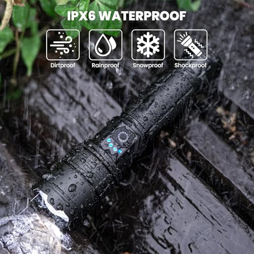 Kmivo Rechargeable Led Flashlight High Lumens - 990,000lm Bright Powerful Flash Light with 5 Modes, Waterproof Handheld Linterna for Home, Camping(3 Packs) - size: M-3P