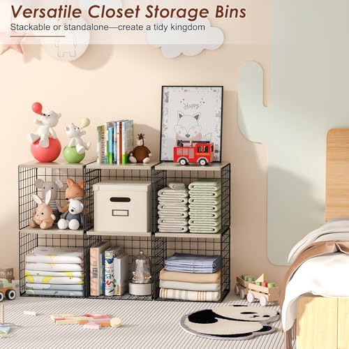 4-Tier Stackable Closet Organizers and Storage, Clothing Cube Shelves