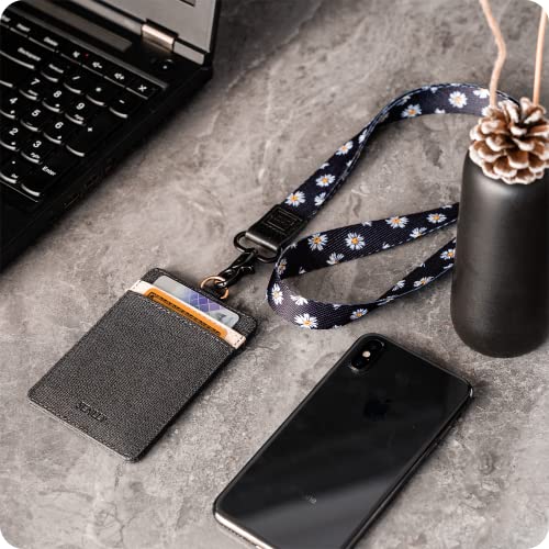 ID Badge Holder Gift with Cute Neck Lanyard Strap, 2 Card Slots and 1 Clear ID Window, for Women and Men - color: Monstera