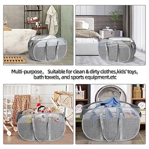 100L Collapsible Laundry Baskets, Tear Proof Pop Up Laundry Hamper with Dual Handles, Large Foldable Laundry Basket, Easy to Carry Laundry Hamper for Home, Laundry Room, Bedroom, Dorm, Travel Grey - color: 100L-1x-Gray