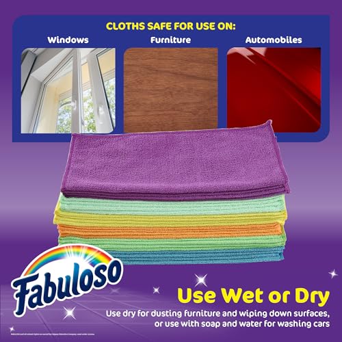 Fabuloso Microfiber Cleaning Cloths, Rainbow, 13x13 in, 24 Count - color: Rainbow, size: 24 Count (Pack of 1)