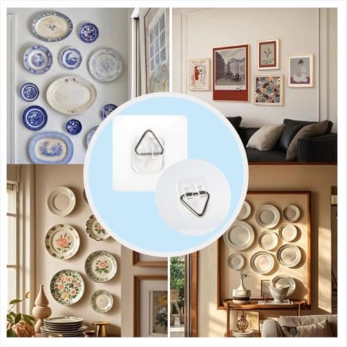 Adhesive Picture Hangers, Invisible Wall Hangers for Plates Frames Decor