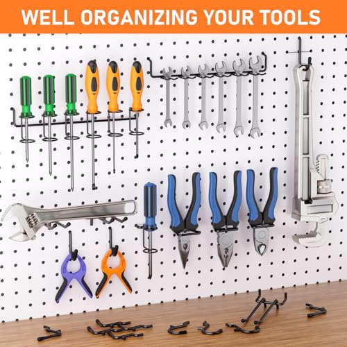 INCLY 176PCS Black Pegboard Hooks with Peg Locks, 1/4" Heavy Duty Metal - color: Black