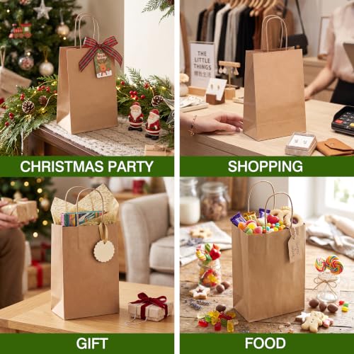 OUTUXED 1800pcs Small Gift Bags, Brown Paper Bags with Handles - color: Brown 5.25x3.2x8in, size: 1 Count (Pack of 1800)
