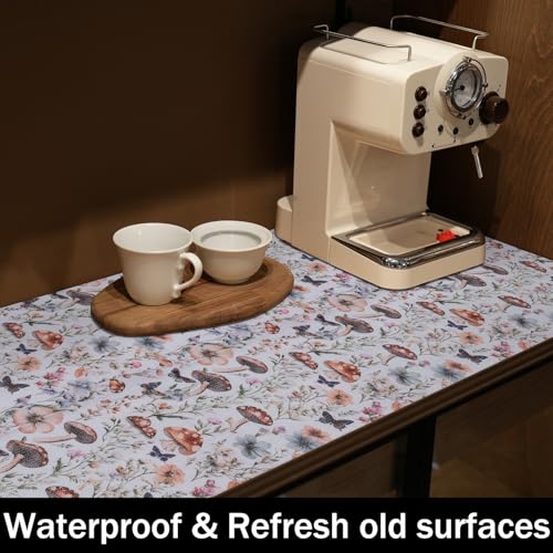 Mushroom Shelf Liners Non Adhesive 12IN x 20FT - color: Mushroom Floral, size: 11.8"W x 236.2"L