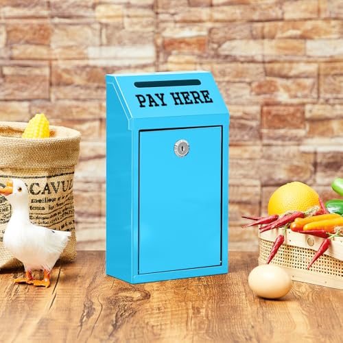 Yaocom Metal Money Cash Box,Light Blue,10.2 X 5.7 X 2.8 Inch - color: Light Blue, size: 10.2 x 5.7 x 2.8 Inch