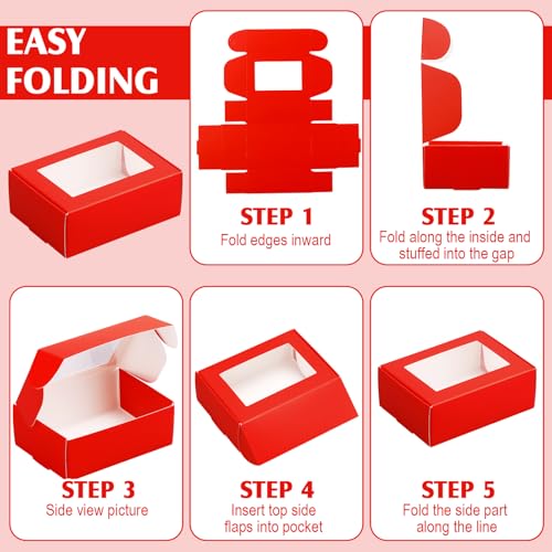 Zonon Mini Kraft Soap Boxes with Window Homemade, Red, 30 Pcs - color: Red