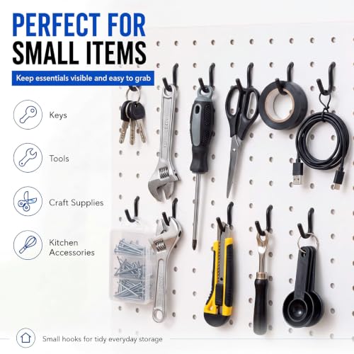 Flutesan 50pcs Metal Pegboard Hooks, 1/4" Pegboard J Hooks,Black - color: Black