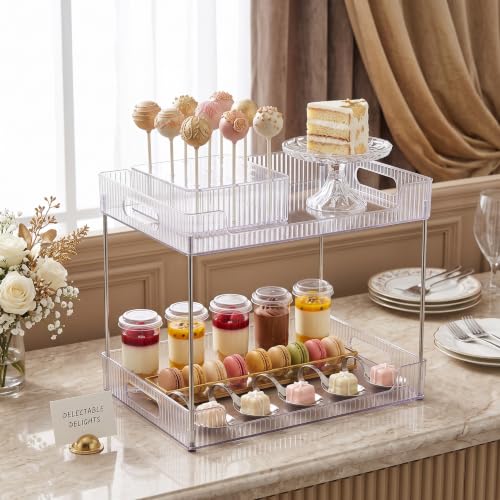 Goderewild 2 Tier Bathroom Counter Organizer, Cosmetics Skincare Shelf - color: Clear, size: 2-Tier