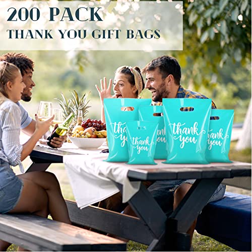 Eersida 200 Pcs Thank You Bags for Small Business, Turquoise - color: Turquoise