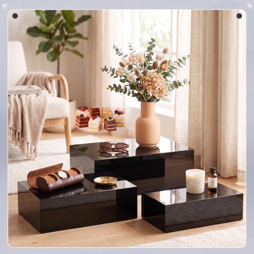 3 Pack Extra Large Black Acrylic Buffet Risers 14” 13” 12” Cubes - color: Black, style: Cube