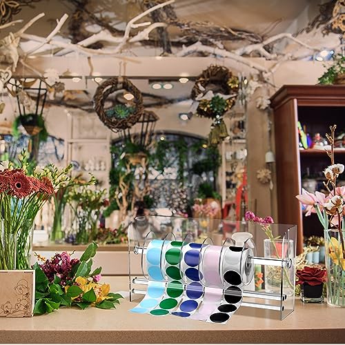 Qilery Sticker Holder Organizer Dispenser Acrylic Roll Label,9 Disks - style: 9 Disks