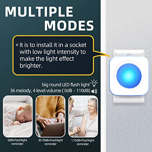 Wireless Doorbell 1200 Feet Waterproof Doorbells for Home with 36 Melodies 4 Volume Levels, Flash Led Light (1 Receiver&1 Touch Button White) (1 Receiver 1 Button) - color: 1 Receiver 1 Button