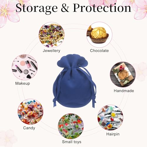 uxcell 20pcs Small Velvet Drawstring Pouches, 2.8"x3.5" Jewelry Bags, Blue - color: Blue, size: 1 Count (Pack of 20)