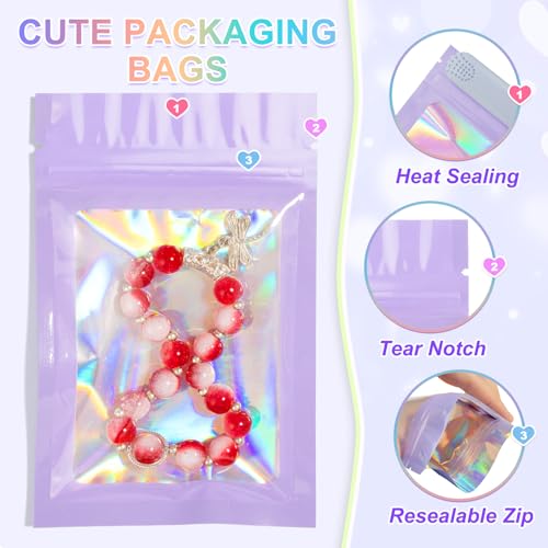 ANZNKU 100PCS Holographic Mylar Bags, Resealable Smell Proof 3x4.7 - color: 5 Colors, size: 3 x 4.7 Inch