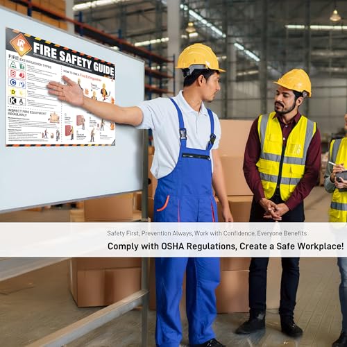 Fire Safety Poster – OSHA Compliance Fire Extinguisher & Hydrant Use Guide, Fire Types Chart, Emergency Instructions, Workplace Safety Sign, Laminated, Large 18 x 24 Wall Chart - style: Fire