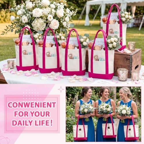 Sanwuta 12 Pcs Mini Canvas Tote Bags Bulk with Pocket Small Sublimation Blank Canvas Tote Reusable Grocery Bag for Women, DIY Craft (Rose Red) - color: Rose Red