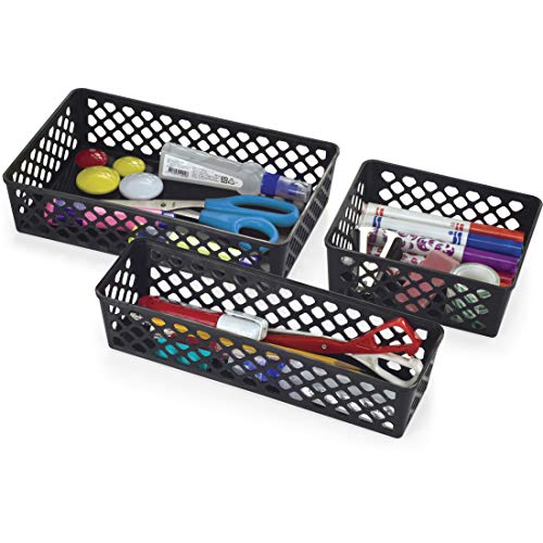 Officemate Recycled Supply Basket, Plastic, 6.13 x 5 x 2.38, Black, 3/Pack