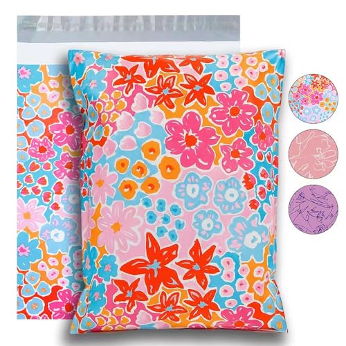 POLYSELLS 50pcs 10x13 Inches Poly Mailers Waterproof & Tear Resistant Mailing Envelopes, Cute Small Business Bags for Clothes, Gifts - Flowers - color: Flowers, size: 10"x13" 50 PCS