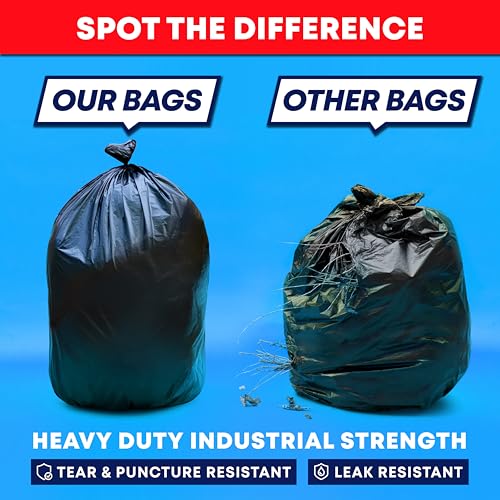 Tasker 95 Gallon Trash Bags Heavy Duty |180 Bags Bulk Pack| 95-96 Gallon, Extra Large XL Black Garbage Bags, Can Liners Fit 90-100 Gallon Cans, Outdoor Yard Waste, Commercial Industrial - size: 180 Count (Pack of 1)