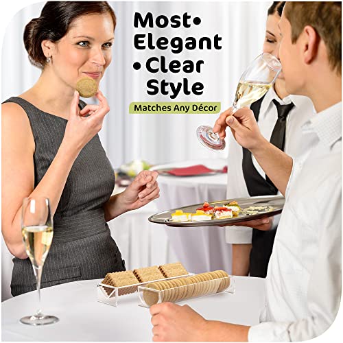 Clear Cracker Tray for Serving, Set of 2 Rectangular Cracker Holder for Serving Trays, Acrylic Food Display Cracker Serving Stand for Home, Party & Charcuterie Board Platter - size: 2 Cracker Trays