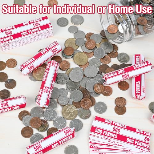 THEBLUETOUCH 100 pcs White Kraft Flat Coin Wrappers for Pennies - size: 100 Penny Only
