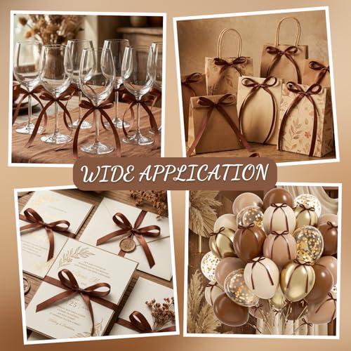 30 Pack Brown Bow Cake Toppers Brown Ribbon Bows for Cake - color: Brown