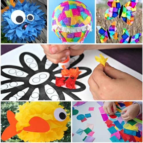 Phinus 6300 Pcs 1 Inch Tissue Paper Squares, Tissue Papers for Crafts, 42 Colors Art Rainbow Tissue Paper Bulk for Crafts, Art Projects, Birthday Party