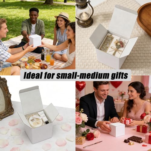 12 Pcs 3x3x3in Corrugated Shipping Boxes,Small White Cardboard Mailer Boxes - size: 3x3x3in