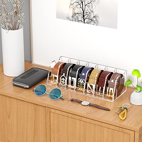 FEMELI Acrylic Shelf Belt Organizer Display Holder 7 Slots for Women Closet - size: 7-Compartments-02