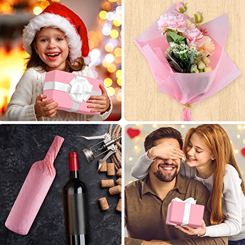 NEBURORA 60 Sheets Pink Tissue Paper Set Valentines Gift Wrap Paper(Pink) - color: Pink