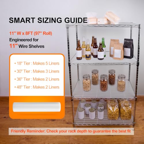 Shelf Liner for 11 inch Wire Shelving: Clear Wire Shelf Liner 11" W x 97" L - size: 11"W x 97"L
