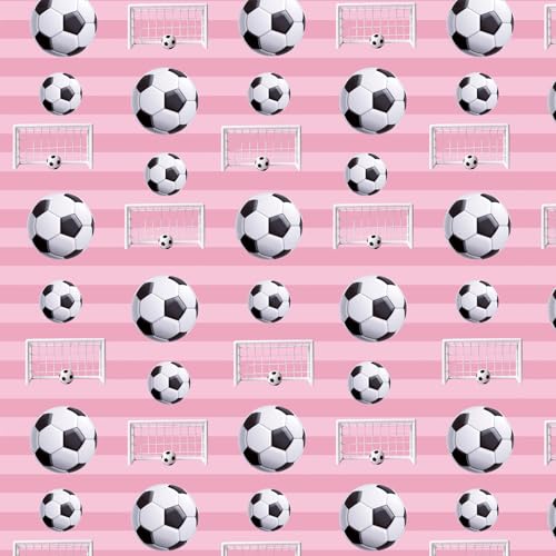 RUSPEPA Soccer Wrapping Paper Roll, Mini Roll, Pink Football Ball & Goal Design Gift Wrap Paper for Girls, Kids, Sports Fans, Soccer Party, Team Celebration, Game Day, 17 Inches x 16.4 Feet - color: Pink Soccer