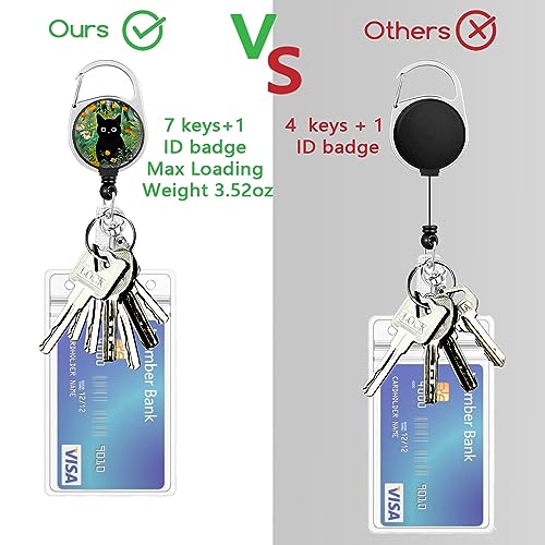 Immaturus Cat Lanyards for ID Badges, Badge Holder Retractable Reel Clip - color: Flower Cat