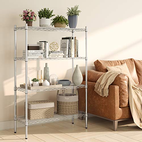Auslar 4-Tier Heavy Duty Wire Shelving, Adjustable Storage Rack, Chrome - size: 4 Tier