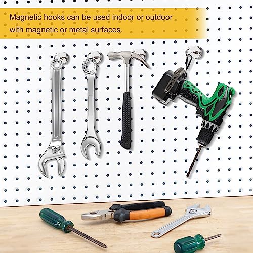 Neodymium Heavy Duty Magnet Hooks, 200 lbs Fishing Magnets 1.65 Inch Magnets with Countersunk Hole (Hook & Eyebolt) Included for Fishing, Workplace, Home (Silver, Pack 6) - size: 6 Pack